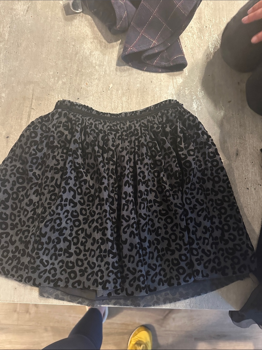 Black Leopard Print Tulle Mini Skirt